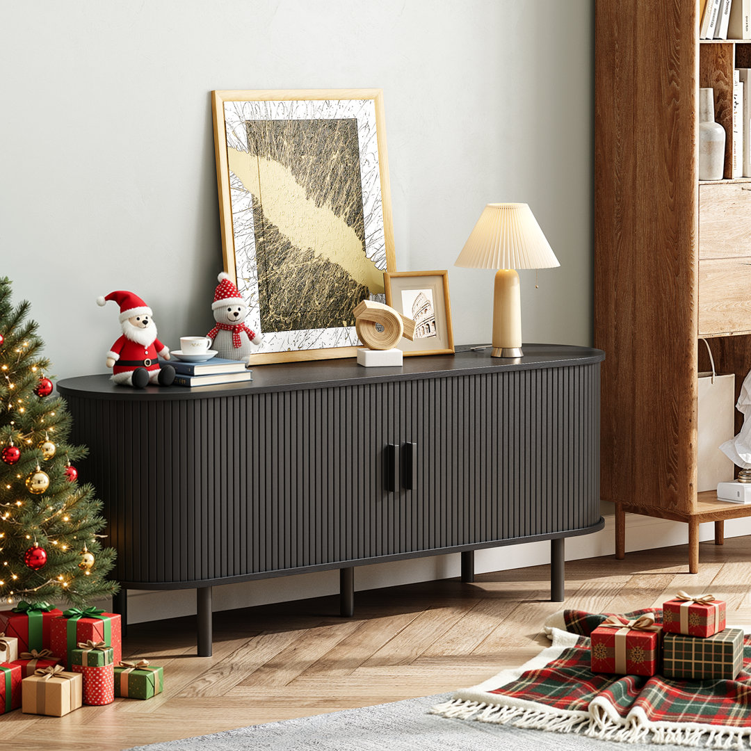 Jalonda Modern Wood TV Stand with Storage and Shelves to Fit TVs